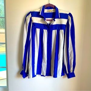 Vintage 80’s/90’s Liz Claiborne Striped Satin Silky Blouse Shirt Long Sleeved